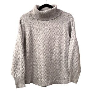 #44 St John’s Bay Sweater Cowl Neck Twisted Cables Pattern Gray WM SZ S NICE 🥰